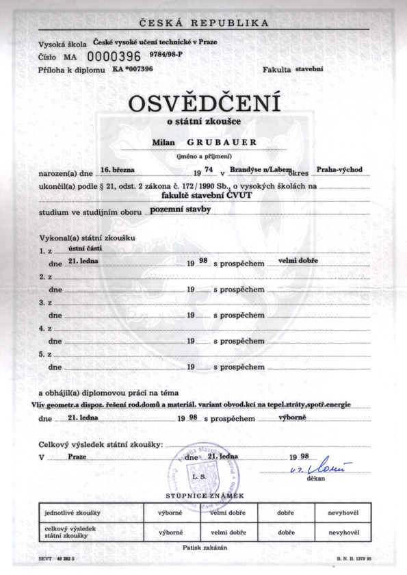 Osvědčení o státní zkoušce